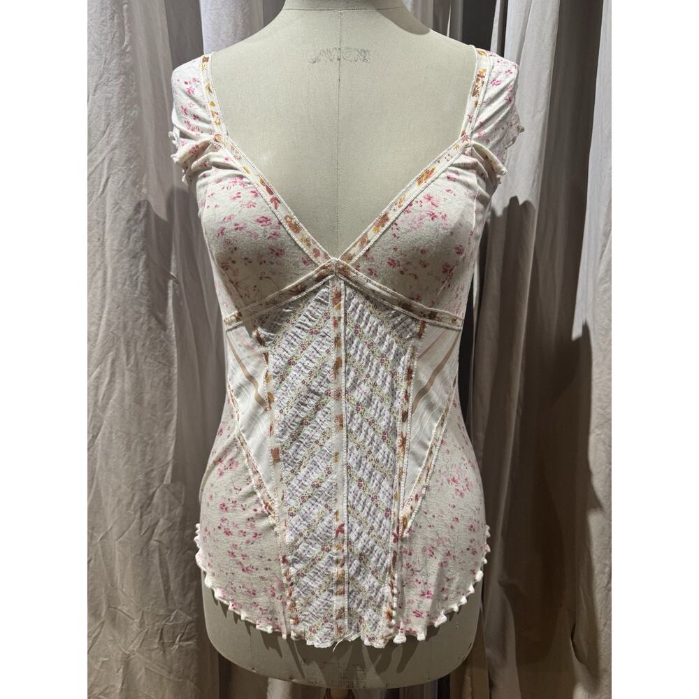 Vtg Ann Ferriday Patchwork Sweetheart Corset Top Rare One Off M